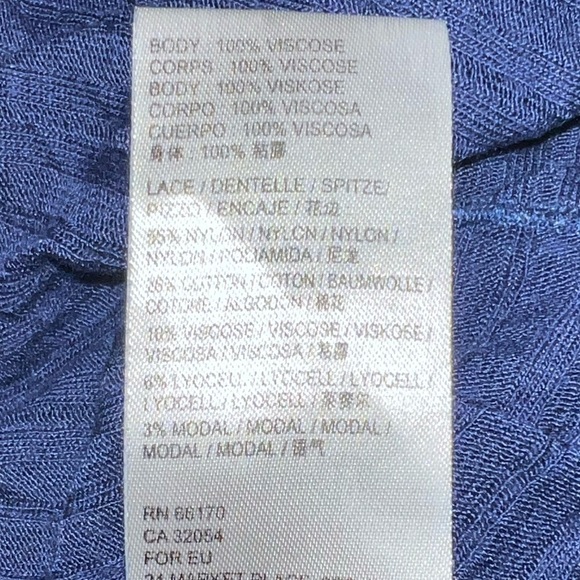 Free People Top M Georgia Lace Tunic Peasant Button Front Semi Sheer Navy Blue - Picture 13 of 13